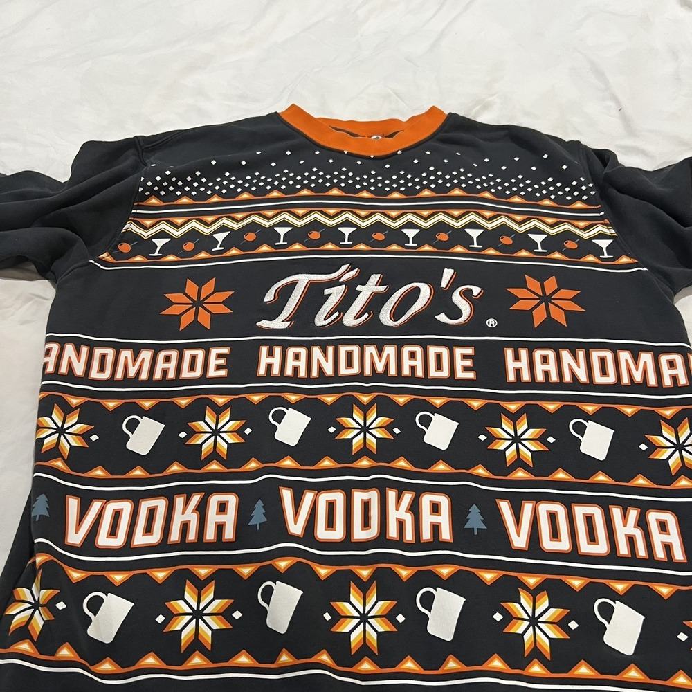 Titos Christmas Sweater Men's Medium Sweatshirt Vodka Drink